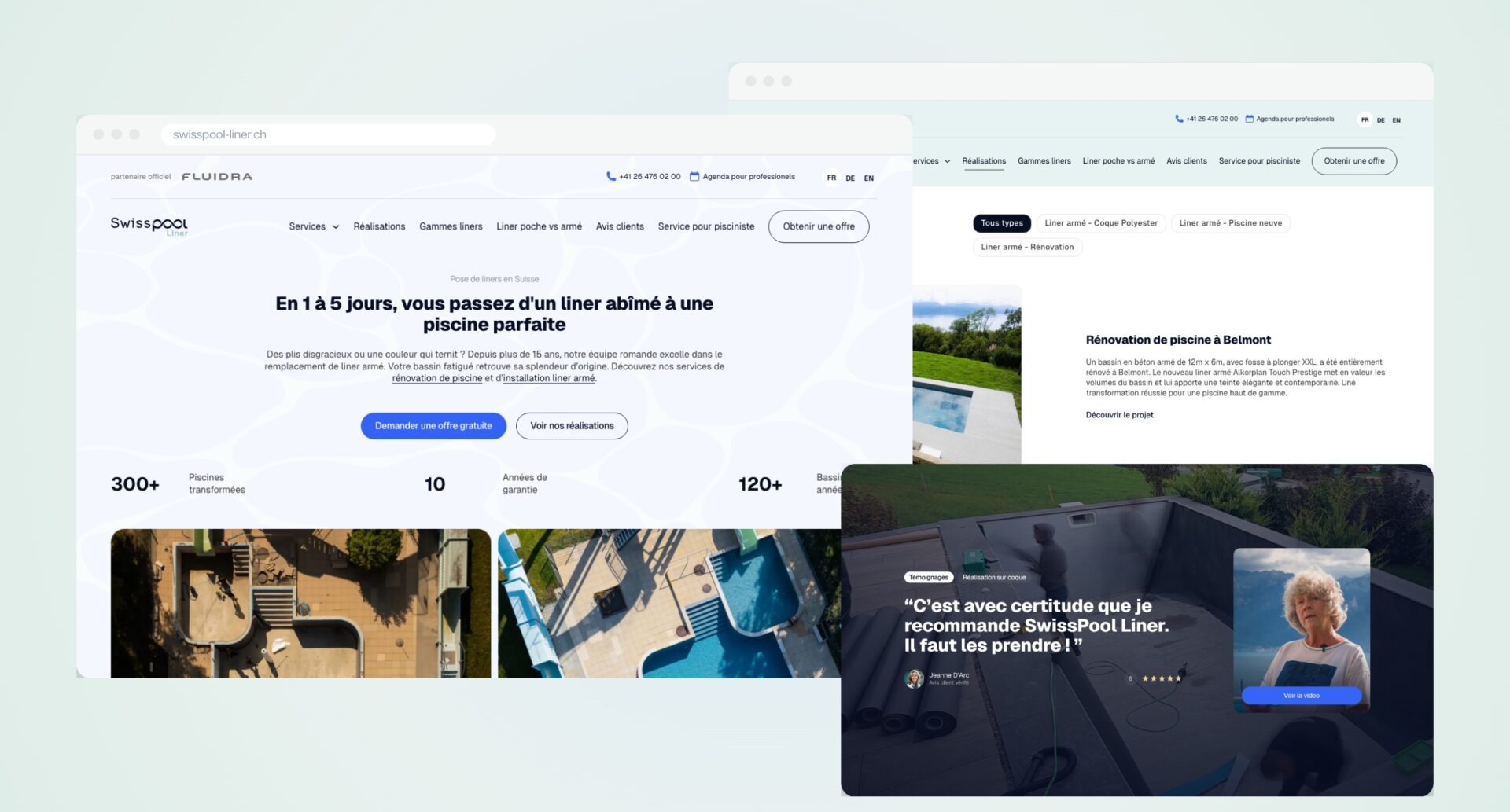 Aperçu du site SwissPool Liner conçu par DigitalEra